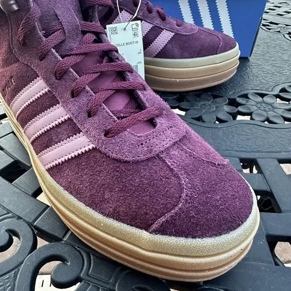 Adidas Gazelle High Boots Maroon Gum Women's Athletic Shoes ID6882